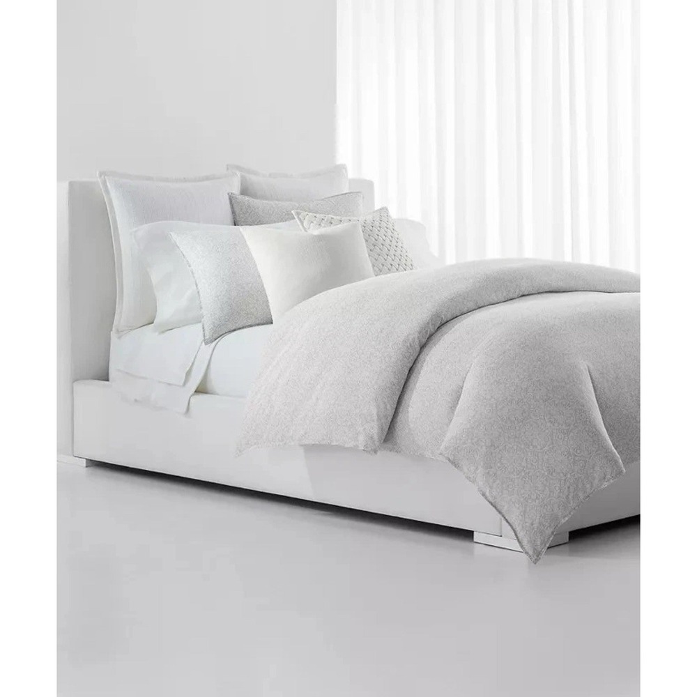 Ralph Lauren Emilia Grey Tonal Medallion Cotton/Linen Duvet Cover Set QUEEN $360 - Picture 2 of 11